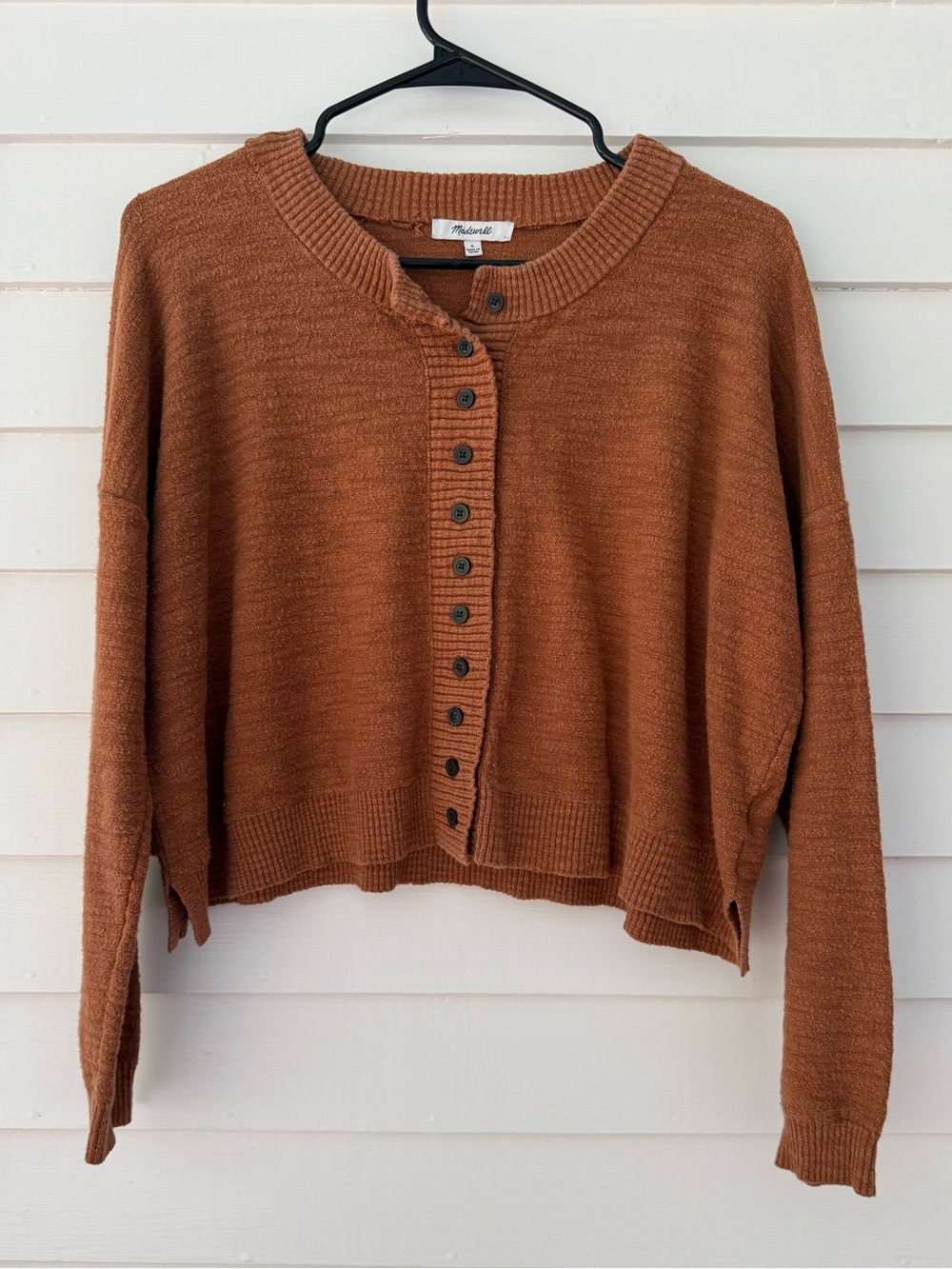 Madewell | Cropped Button Front Cardigan Sweater Brown Size Small